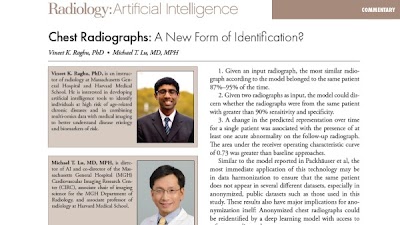 @VineetRaghu2 @michael_t_lu offer expert commentary on a #DeepLearning model to re-identify patients in chest x-ray datasets doi.org/10.1148/ryai.2… @CIRC_MGH #deID #deidentification #ML