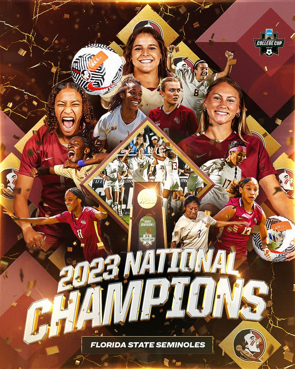 🏆 𝐍𝐀𝐓𝐈𝐎𝐍𝐀𝐋 𝐂𝐇𝐀𝐌𝐏𝐈𝐎𝐍𝐒 🏆 @FSUSoccer is the 2023 Women’s Soccer National Champions after defeating Stanford, 5-1, to earn their fourth National Championship in program history! The Seminoles complete the 2023 season with an undefeated record. #WCollegeCup