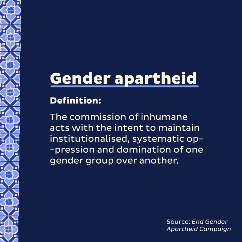 MalalaFund's tweet photo. In Afghanistan &amp; Iran, girls &amp; women are facing state-enforced, institutionalised oppression. But because gender apartheid is not yet a crime under international law, victims &amp; the international community don't have a legal avenue to fight it.

Swipe ➡️ to learn more.