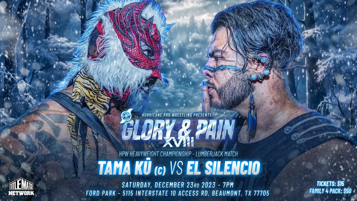 ❗️LUMBERJACK MATCH❗️ HPW Heavyweight Championship Tama Kū (c) v El Silencio Sat, Dec 23, 7p @FordPark 🎟️on sale now! 🎥 @TitleMatchWN