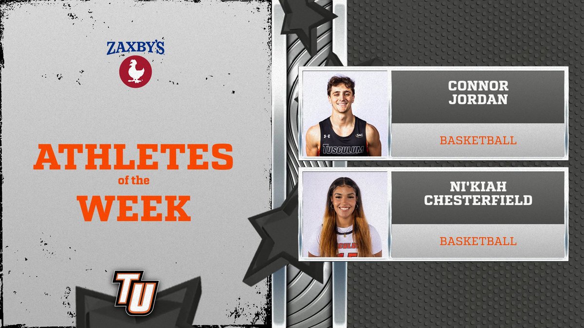Congrats to <a href="/TusculumMBB/">Tusculum Men’s Basketball</a> Connor Jordan and <a href="/TusculumWBB/">Tusculum Women's Basketball</a> Ni'Kiah Chesterfield for being named <a href="/Zaxbys/">ZAXBYS</a> Athletes of the Week #PioneerUP
Full Story: tusculumpioneers.com/general/2023-2…