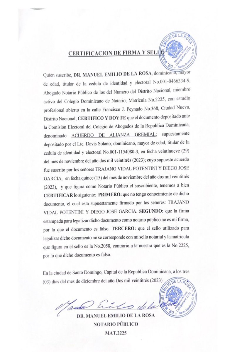 El doctor <a href="/LeonelFernandez/">Leonel Fernández</a> felicitó y apoyó una plancha en el Colegio de Abogados, si lo que le dice este comunicado se ajusta a la verdad , el es reo de complicidad falsificación de documentos??