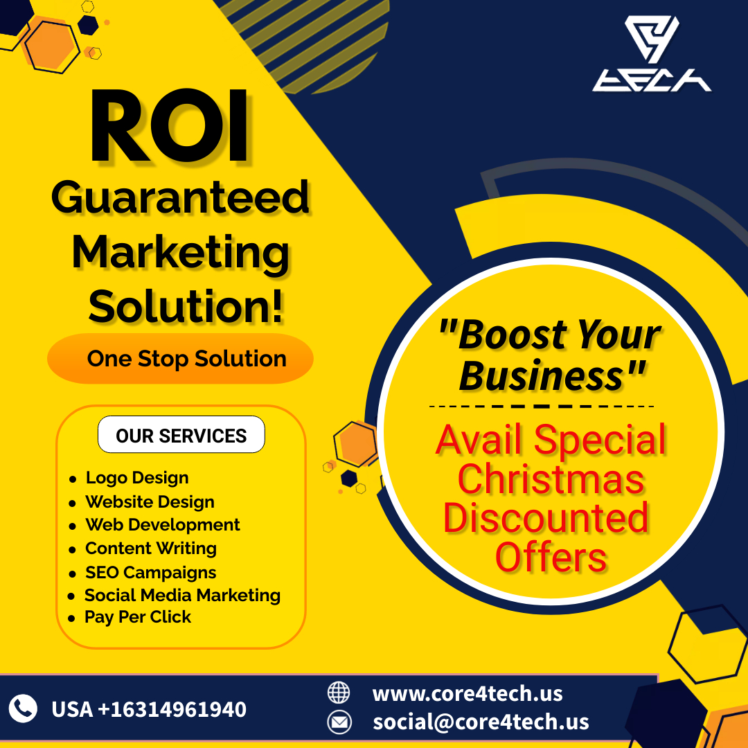 Core4techUS's tweet image. &quot;Unleash the power of guaranteed results with our ROI-driven marketing solution! 
#core4tech #usasmallbusinessowners #ROIBoost #WebsiteDeveloper #logodesigning #contentwriter #websitebuilder  #trendpost #seomarketing #BuildYourBrand #graphicdesignersclub #smallbusinessownerlife