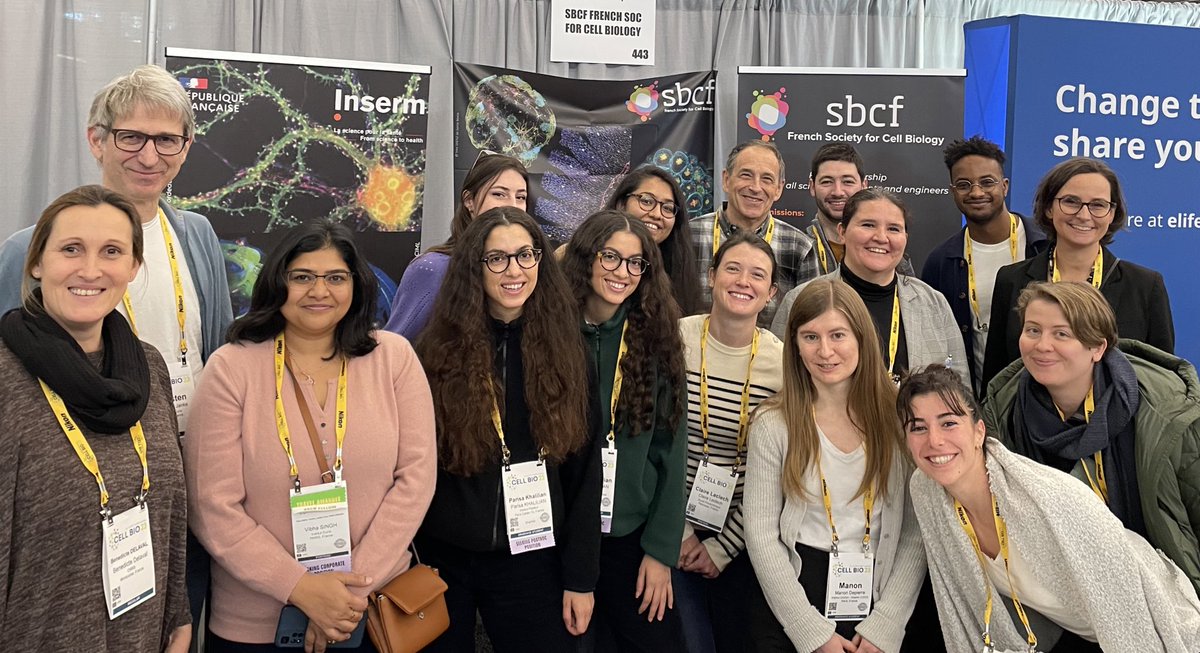 Group photo with some of the French scientists present at #cellbio2023 meeting <a href="/ASCBiology/">American Society for Cell Biology</a> <a href="/EMBO/">EMBO</a> including young researchers supported with travel grants from <a href="/SBCF1/">SBCF</a> !
