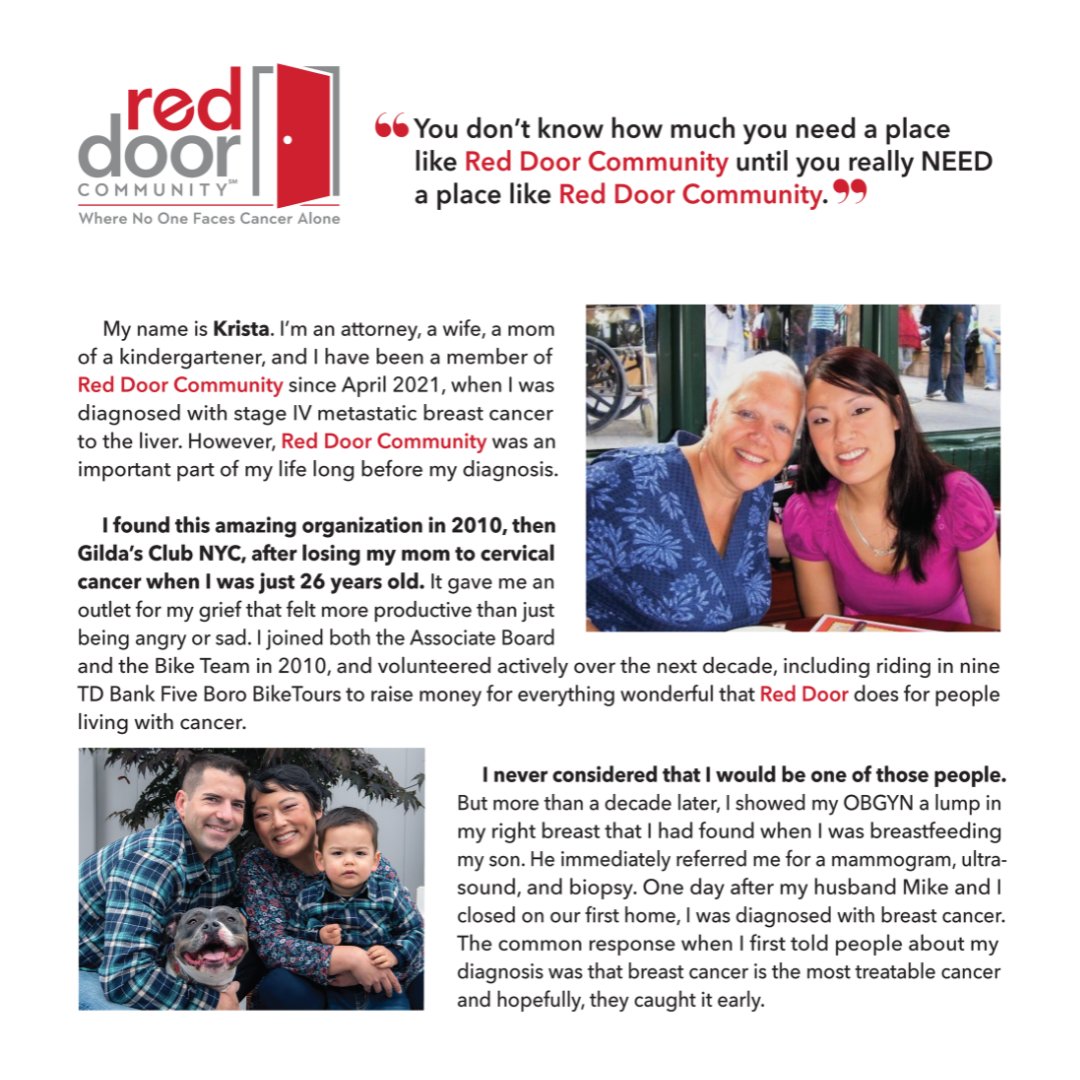 RedDoorCm's tweet image. Thank you, Krista, for your sharing your moving story. 💙 Join us in making a difference in the lives of individuals living with cancer with a tax-deductible gift today at bit.ly/RDCDonate23. 

#RedDoorCommunity #FreeCancerSupport #LivingWithCancer #CancerJourney #RDC