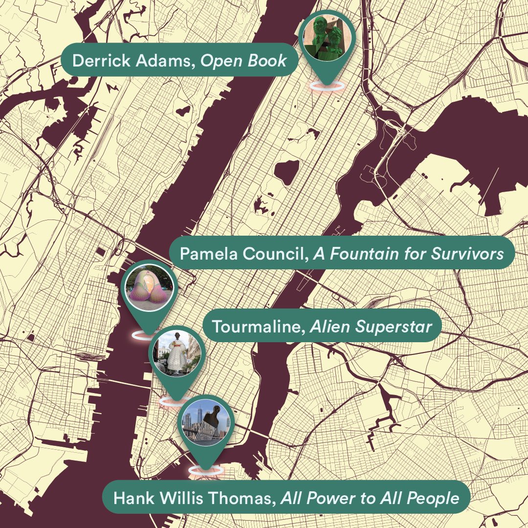 @kinfolktech app now has geolocated experiences in NYC from DUMBO to Harlem! Check out the 4 new monuments by Derrick Adams (@derrickadamsny), Hank Willis Thomas, Pamela Council (@LifeOfPammi), & Tourmaline (@tourmaliiine). Thanks to @MellonFdn & @LightshipAR for the support!