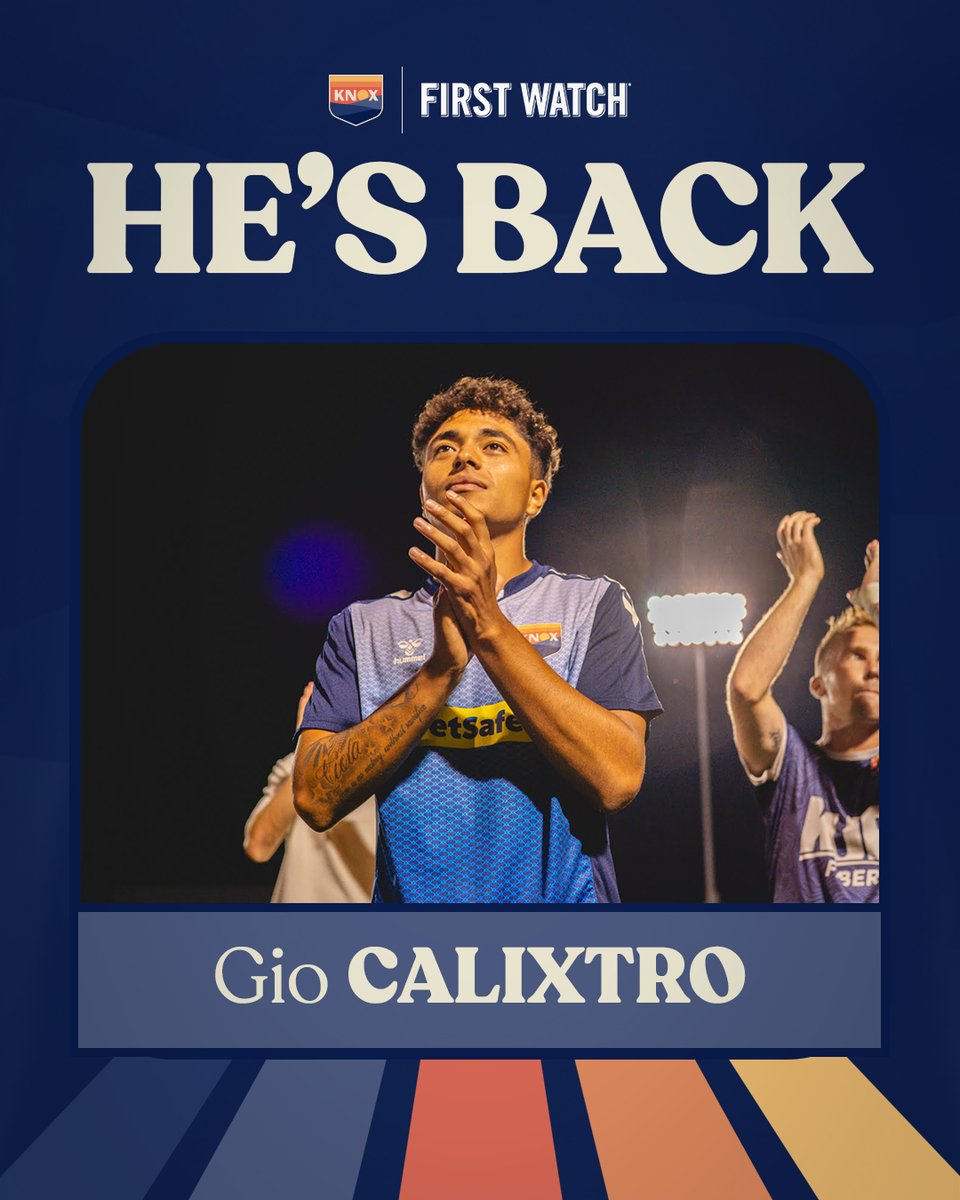 OneKnoxSC's tweet photo. Gio Calixtro is BACK.
Hailing from Oregon, this young striker is joining us for his second One Knox season after joining us late last year!
Our returning players are brought to you by the best brunch in town - First Watch
#LeagueOneDayOne https://t.co/yCME3GkcLX