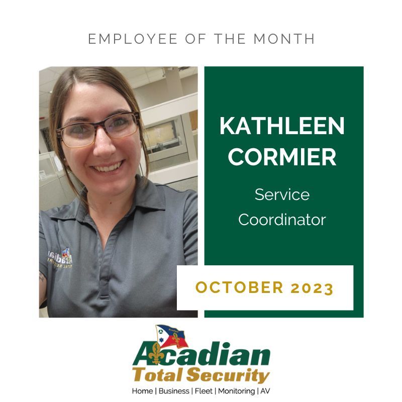 acadiansecurity's tweet photo. Congratulations to Kathleen Cormier on being chosen as the ATS October Employee of the Month! Her dedication and hard work as the new ATS Security Service Coordinator at Acadian have not gone unnoticed! https://t.co/13vTb6om0G
