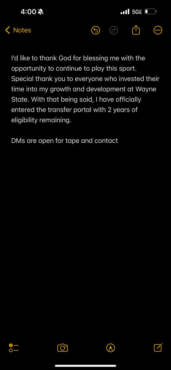 Officially in the transfer portal, DMs are 100% open.