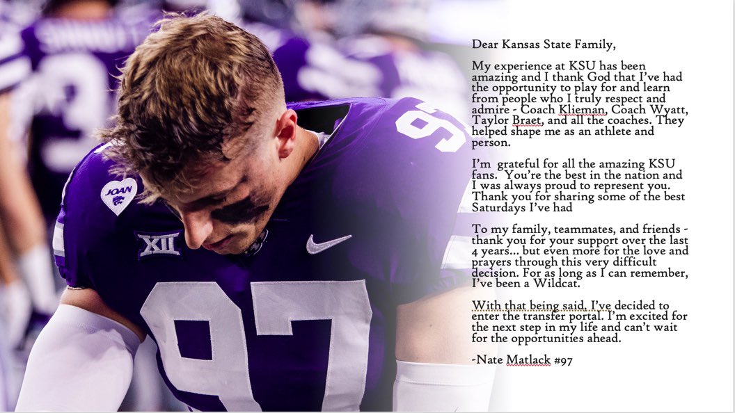 nmatlack1's tweet image. Thank you K-State family💜