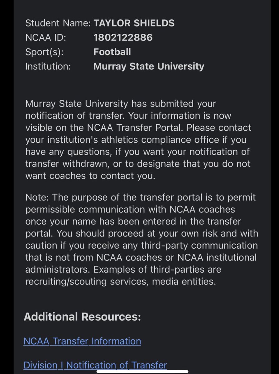 Njharris12's tweet photo. WR @tcshields23 Murray State Transfer. 
Coaches you’re getting a gem 💎 with this young man. #TeamHSP https://t.co/FB2uJq6m0E