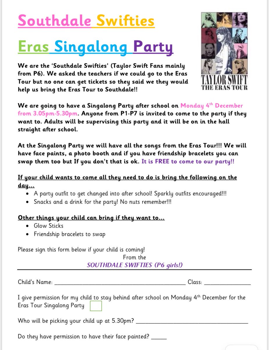 siannonramsay's tweet image. Pupil Leadership at its absolute finest! 🫶🏼 So proud of our ‘Southdale Swifties’ who planned such a brilliant night for our Taylor Swift Eras Tour Singalong… two and a half hours of singing at the top of our lungs, friendship bracelet trading &amp;amp; sparkly sequin outfits 💜🫶🏼🪩✨🦋