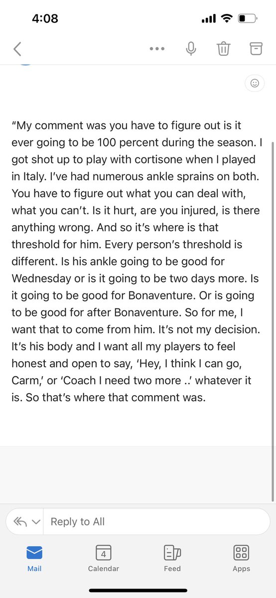 Here’s Siena coach Carmen Maciariello elaborating today on guard Michael Eley dealing with his ankle injury: