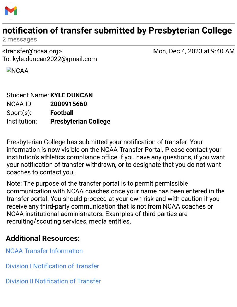 I am officially now in the transfer portal with three years of eligibility left! #ReadyToWork