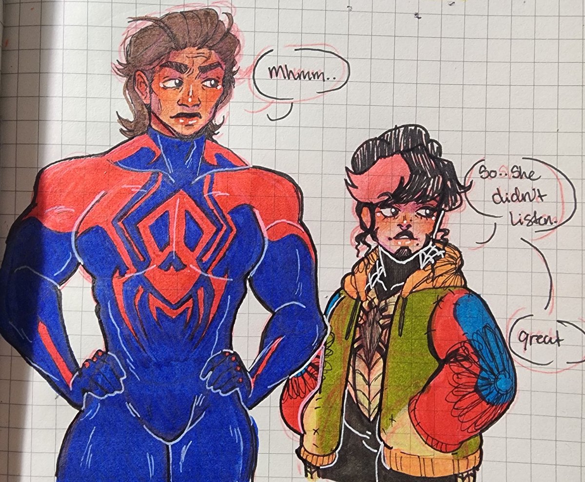 NoobGalactic's tweet photo. Updated Sun-Spider also first time drawing #MiguelOHara pretty proud of him #spidersona #AcrossTheSpiderVerse https://t.co/YXGYD1ZCzm