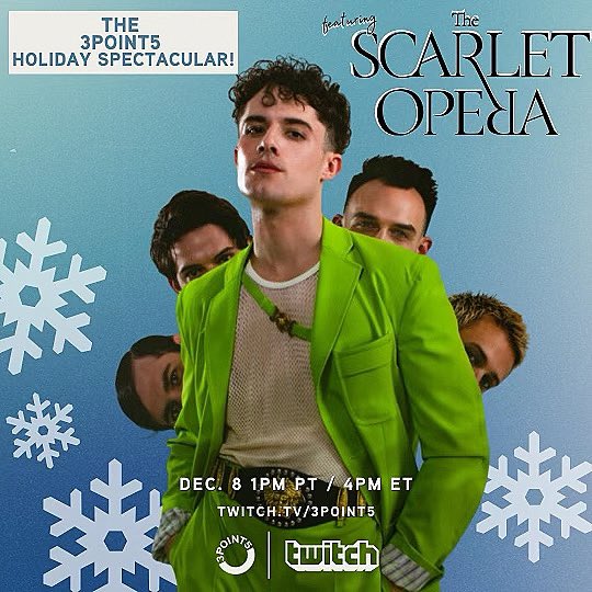 thescarletopera's tweet photo. We’re performing on @3point5live annual Holiday Spectacular ~ streaming only on @Twitch this Friday, December 8th at 1pm pt / 4pm et 🎄 come join! https://t.co/EwejiizAdy
