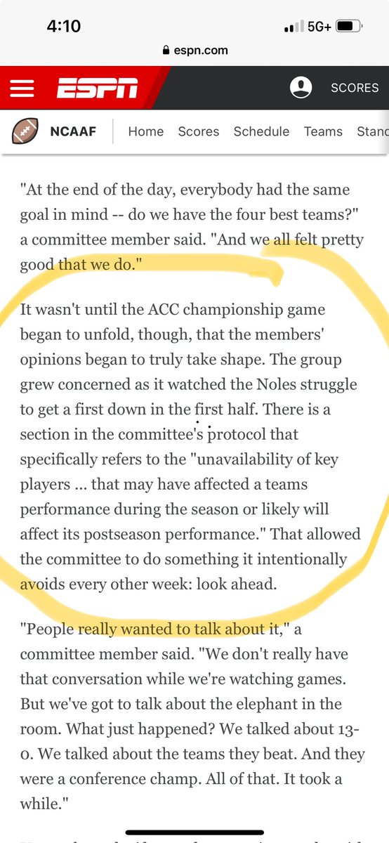 Good work as usual by <a href="/CFBHeather/">Heather Dinich</a> on the FSU decision. Here is the part that bothers me. The FSU offense labored with third stringer Brock Glenn … who wouldn’t be playing come Jan. 1. Using the offense w Glenn as QB as a disqualifier is flawed logic.