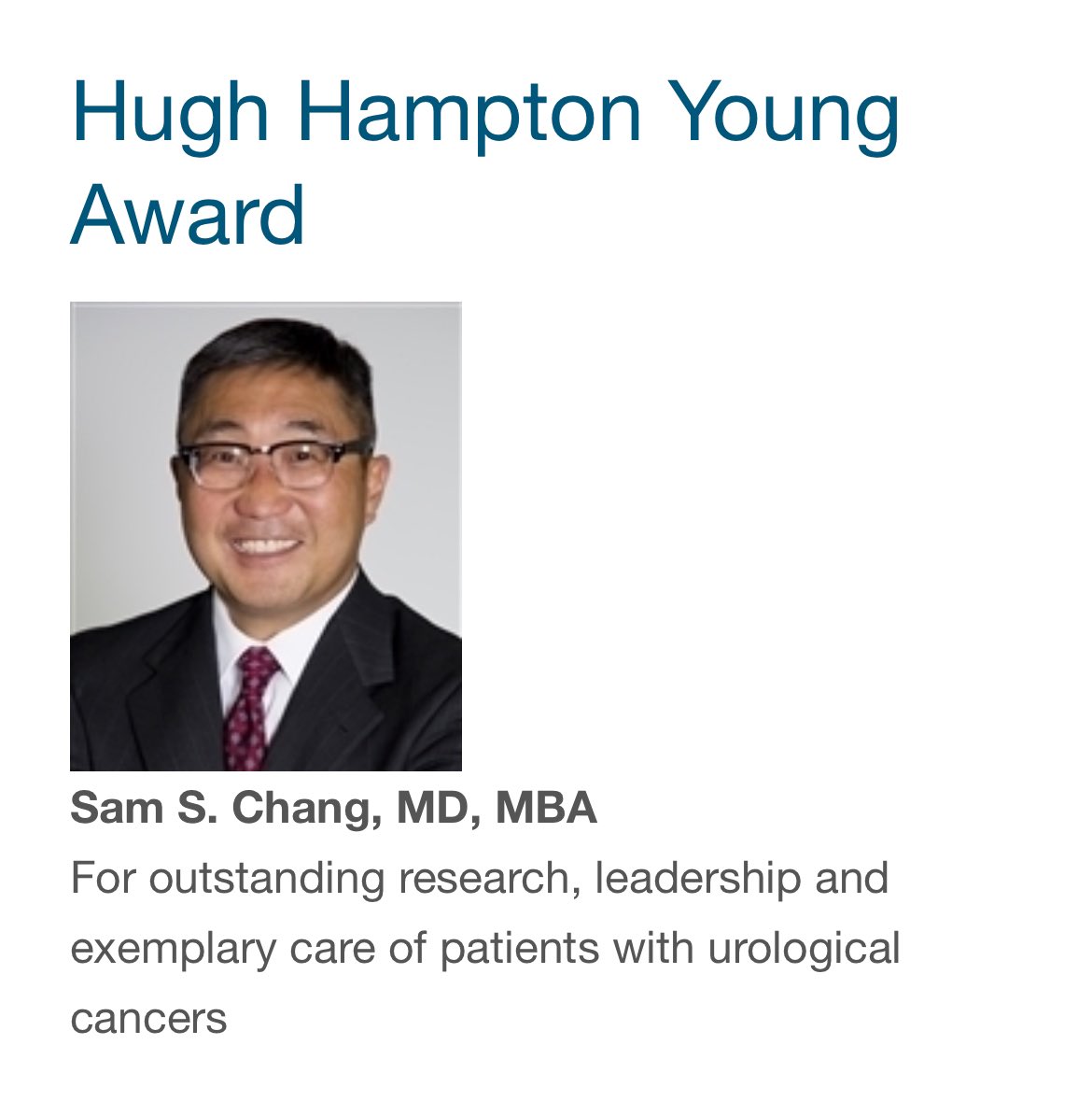 An absolute 🌟🌟🌟 lineup of urologists honored for incredible work, including the one & only, most deserving, @UroCancerMD! Dr. Chang is a phenomenal surgeon, clinician, researcher, teacher, mentor, sponsor & leader. But above all, just one of the best darn people ever 🫶🏽♥️🤩