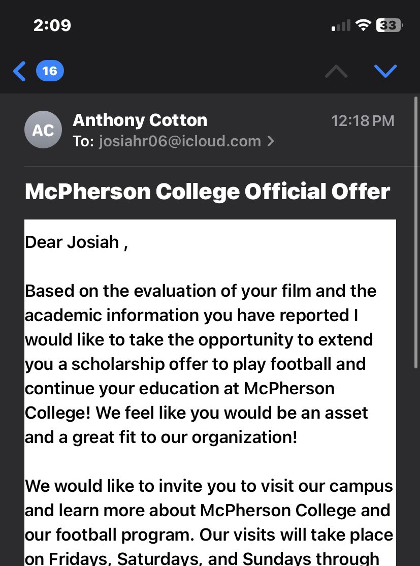 Josiah Rodriguez (@josiahr2006) on Twitter photo Very blessed to receive my first offer from <a href="/coach_cotton_19/">Anthony Cotton</a> to play at <a href="/MACBulldogsFB/">McPherson Football</a>๐๐ผ Very blessed to receive my first offer from <a href="/coach_cotton_19/">Anthony Cotton</a> to play at <a href="/MACBulldogsFB/">McPherson Football</a>๐๐ผ