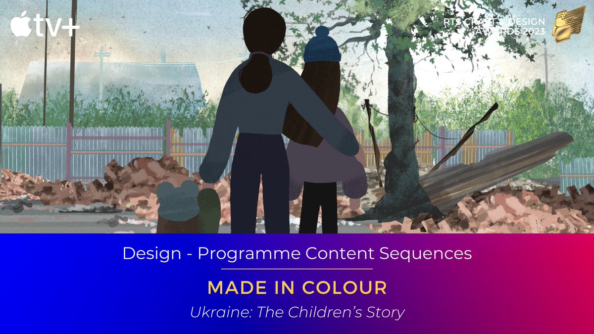 RTS_media's tweet photo. .@madeincolour wins the Design – Programme Content Sequences award for @BBCNewsround’s Ukraine: The Children’s Story, with animation that managed to “honour the complexity of these challenging narratives” #RTSAwards https://t.co/RsJwWmp0PY