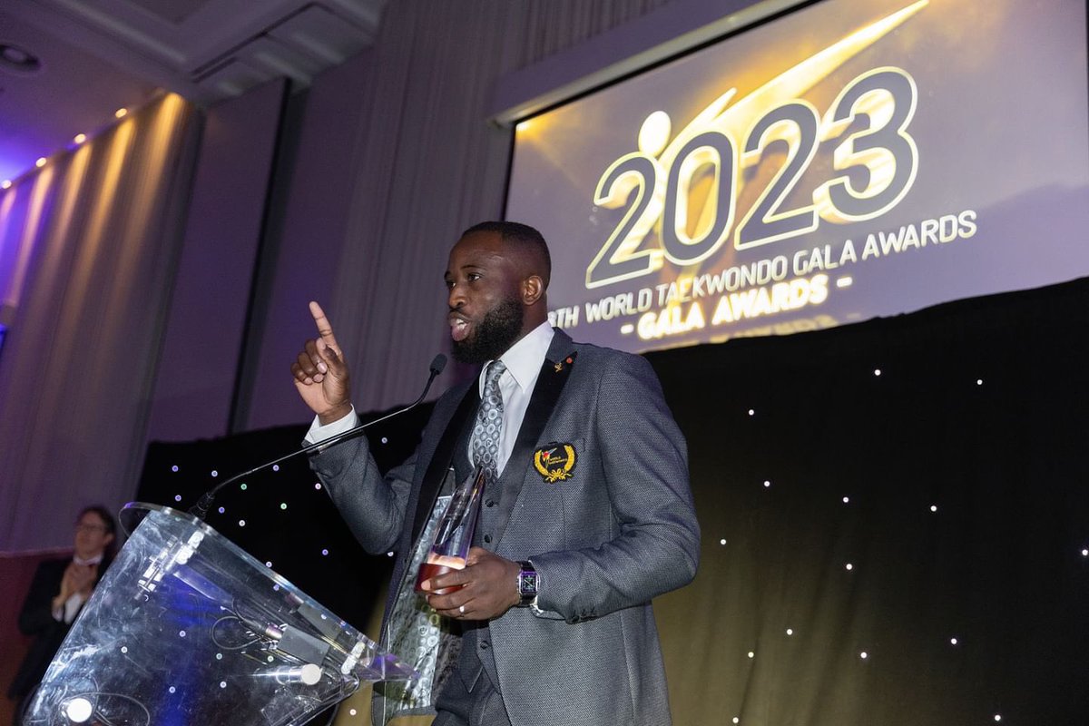 Best Athlete of the World 2023
Honored to receive this award at the <a href="/worldtaekwondo/">World Taekwondo</a> Gala in Manchester. Thanks to President <a href="/AOuattara_PRCI/">Alassane Ouattara</a>  for his commitment to youth, my wife Dominique Cissé for her support, and my coach <a href="/ramostaz1/">Juan Antonio Ramos Sánchez</a> . Grateful for your trust.