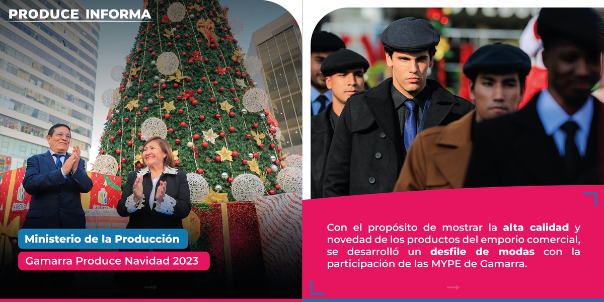 MINPRODUCCION's tweet photo. 🤩🎄 #ProduceInforma | “Gamarra Produce Navidad 2023” es inaugurado para impulsar las compras de fin de año en el emporio comercial. https://t.co/B9JnQR675Q