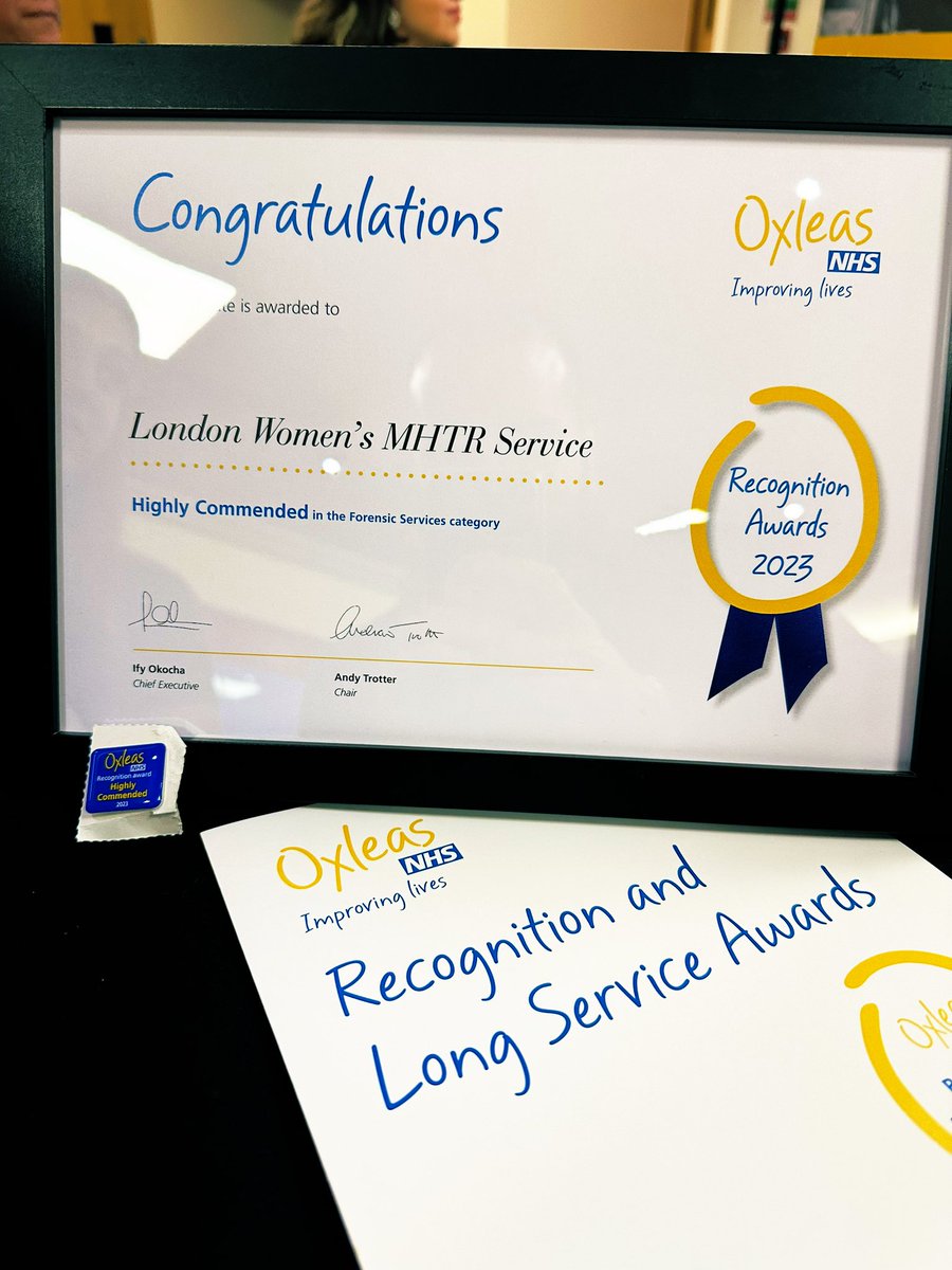 Well done to the amazing staff of the London Women’s MHTR Service for being shortlisted for this year’s @OxleasNHS recognition awards. 

A service supporting the mental health needs of Women on Probation across London, run in partnership with @TogetherMW & @CNWLNHS