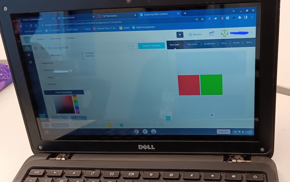 We learned hexadecimal numbers so that we could use RGB codes to create pixel art in 7th Grade Computer Science. @CastleberryISD @IMMSLions @CodeHS #hourofcode #CSWeek