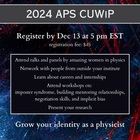 AJTM_M's tweet photo. Register now for the #APS Conference for Undergraduate Women in Physics #CUWIP https://t.co/vcekW91fHq