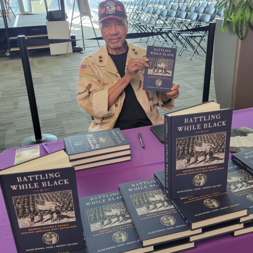 peter_gravett's tweet photo. Thank you to everyone who joined us at the 16th Annual Leimert Park Village Book Fair! Keep an eye out for your invitation to our next #book event as we continue to #honor the brave, lesser-known men and women of #BattlingWhileBlack. #BlackHistory #BlackMilitary @LeimertParkBF https://t.co/eOid8moLaB