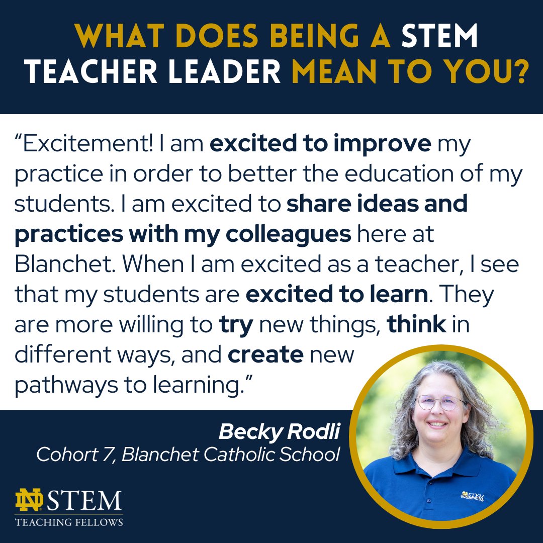 It's time to introduce fellows from our next school team: Blanchet! Becky shares about being a STEM teacher leader. #STEMFellows #STEM #teacherleadership