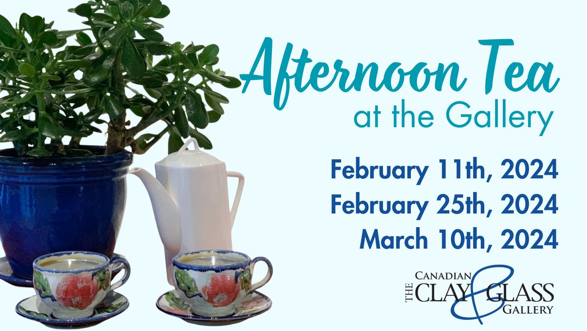 Tickets are now on sale for Afternoon Tea at the Gallery! Join us for tea, lunch, silent auction, door prizes, and more surrounded by art. Three dates available. Tickets: shop.theclayandglass.com/collections/af…