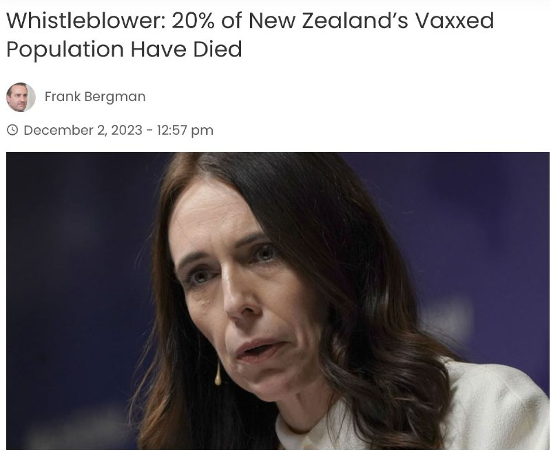 mulder_17's tweet photo. 内部告発者：ニュージーランドのワクチン接種を受けた人口の20％が死亡

ニュージーランド政府の内部告発者は、国民の20％以上が新型コロナウイルスのmRNAワクチン接種後に死亡したことを示す爆発的な公式データを公表した。 https://t.co/RLoyAcNTLO
