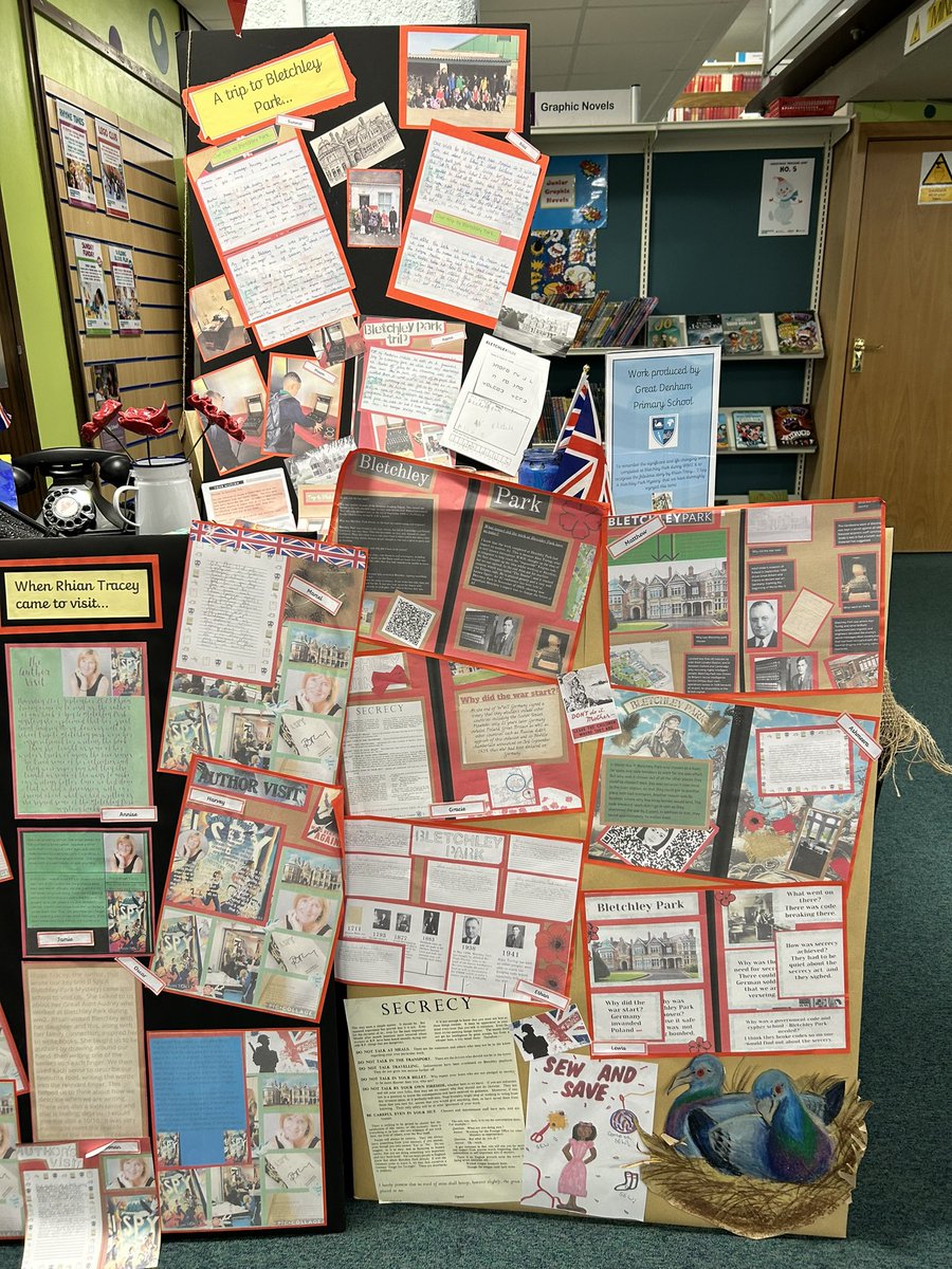 GWintonGDPS's tweet photo. Great to see so many families @GreatDenhamPS join our year 6’s for their fabulous finish - sharing all they have learnt about WWII, Bletchley Park &amp; promoting ‘I Spy A Bletchley Park Mystery’ @RhianTracey @piccadillypress @bletchleypark https://t.co/TVtTZD33sO