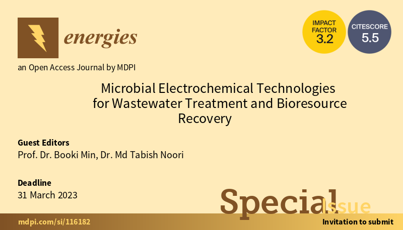 energies_mdpi's tweet photo. #mdpienergies #callforreading
๐ We are happy to invite you to read Special Issue "Microbial Electrochemical Technologies for Wastewater Treatment and Bioresource Recovery"
๐https://t.co/7X4DZsW450
#microbialelectrochemicaltechnologies #wastewatertreatment #bioresourcerecovery https://t.co/8QRbNXKzeb