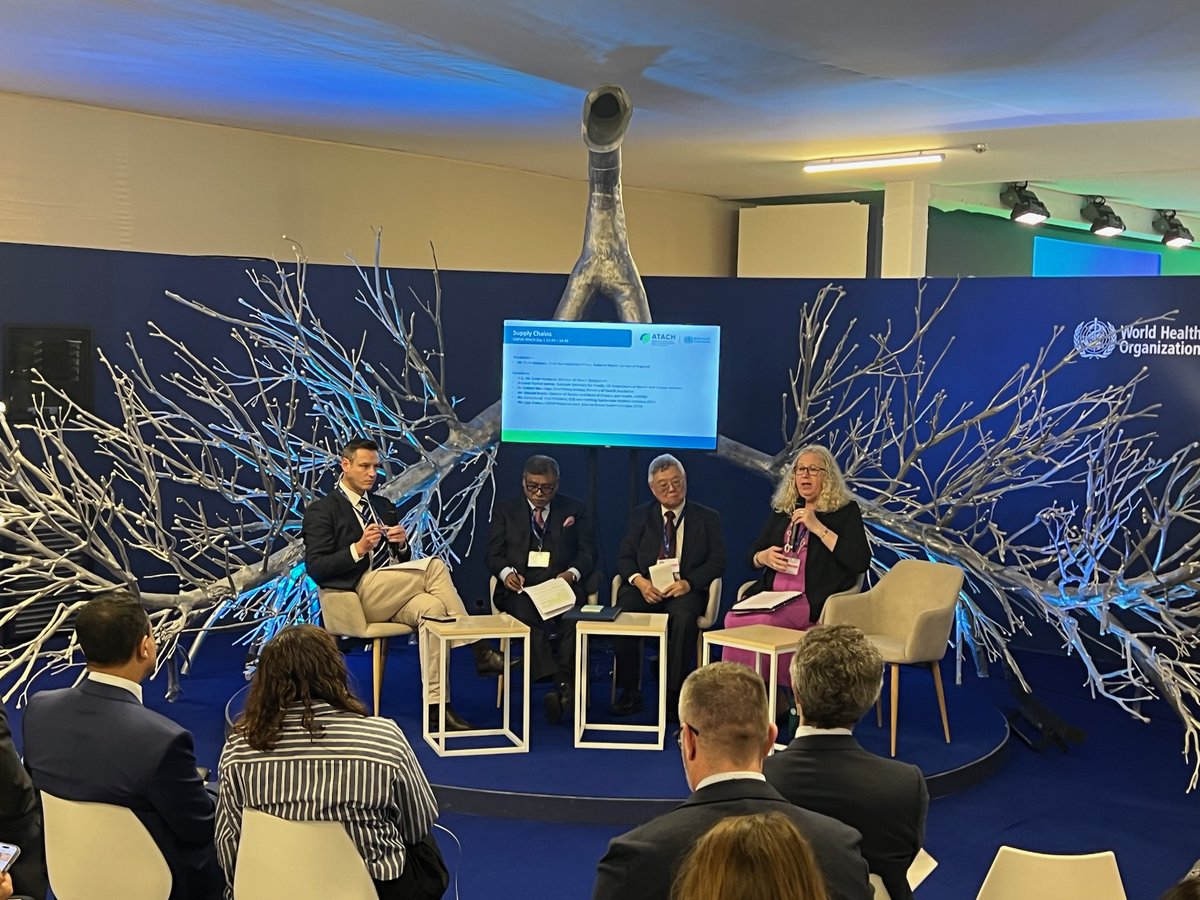 Today I was at the WHO pavilion speaking about ATACH Supply Chains. ATACH is a WHO program we joined at COP26 -- it aims to build climate resilient &amp; sustainable health systems &amp; promote integration of climate change &amp; health nexus nationally and globally. who.int/initiatives/al…