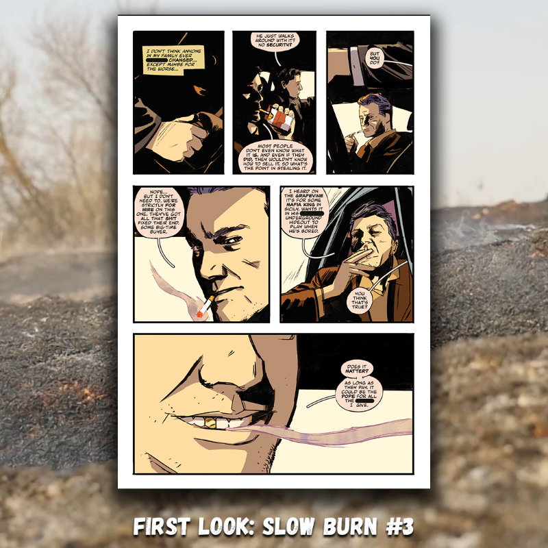 boomstudios's tweet photo. Here’s your first look at SLOW BURN #3, the next chapter of the red hot new series by writer @olliemasters, artist @PierL_Minotti, colorist @AlexSant88, and letterer @HassanOE!

#FinalOrderCutoff for this issue is TODAY and available in comic book shops Wednesday, December 27th!