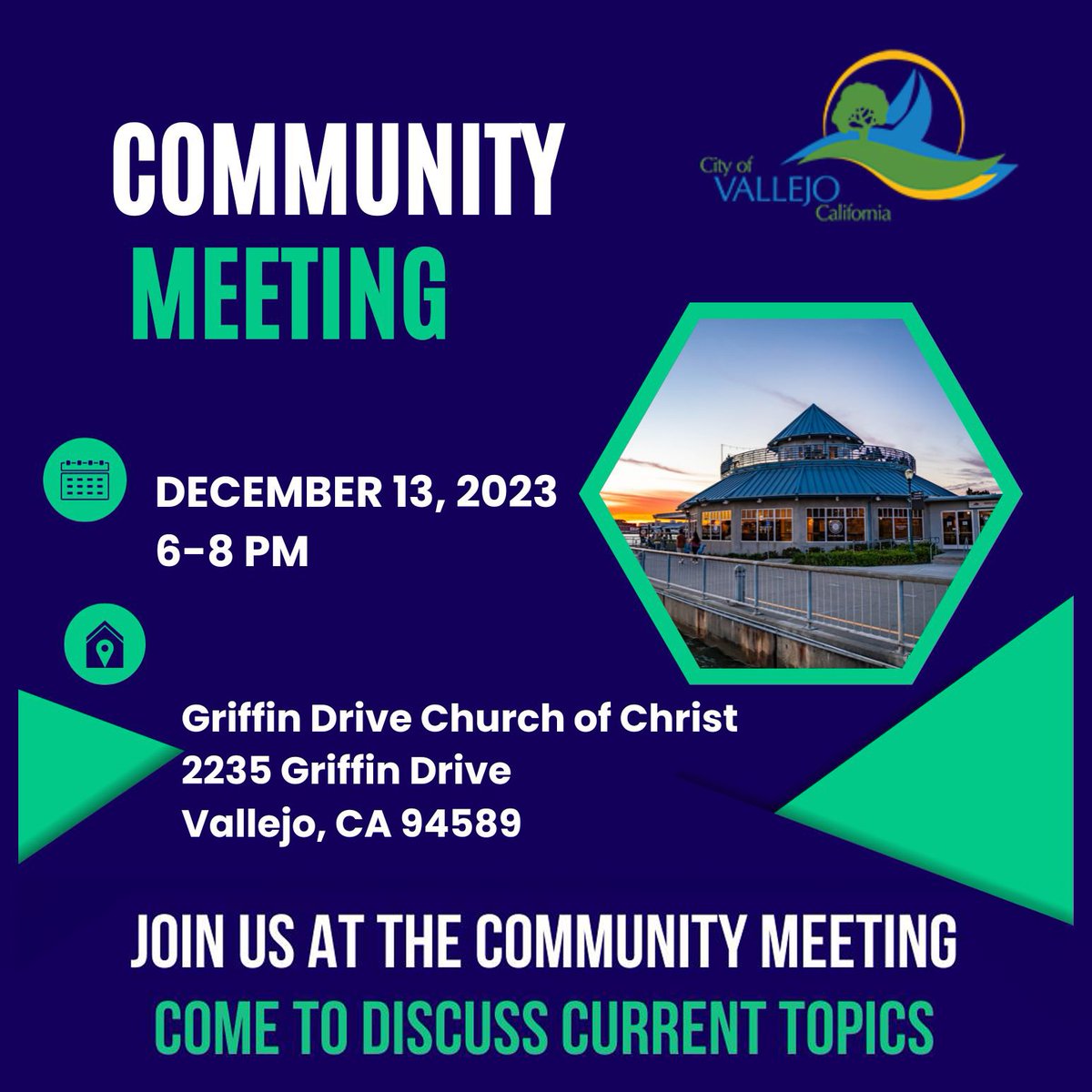 Please join us for the City of Vallejo's Districts 1 and 2 Community Meeting - All community members are welcome! If you have topics you'd like addressed at future community meetings in 2024, please email our community engagement manager at sharon.lund@cityofvallejo.net