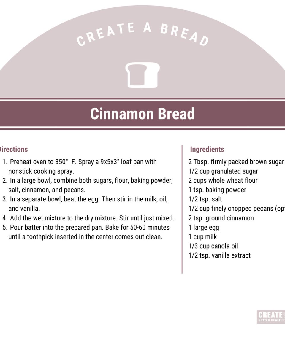 CBHUtah's tweet image. Cinnamon is a sweet, cozy spice, perfect for the holiday season. This Cinnamon Bread was quick to throw together and made our house smell like the holidays. It tastes good, too!

#quickbread #createaquickbread #breadrecipe #createbetterhealth #cinnamon #yourhealthyourchoice