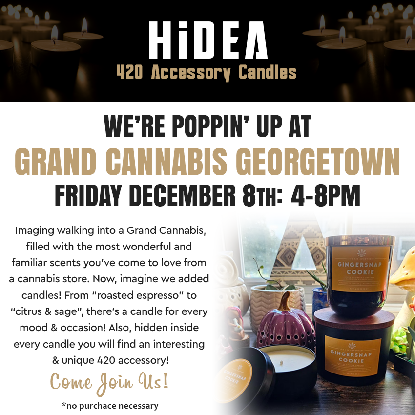 Social_GrandCan's tweet photo. 📷 EVENT ALERT *Informational Purposes* Come join us at 374 Guelph St., Georgetown this Friday! #cannabis #dank #cannalife #marijuana #hidea #popupshop #420accessories #candles #surprisecandle #mystery #glass #clips #diy #stonernation #joint #420candles #grandcannabis @hidea420 https://t.co/agYo3eW0bm