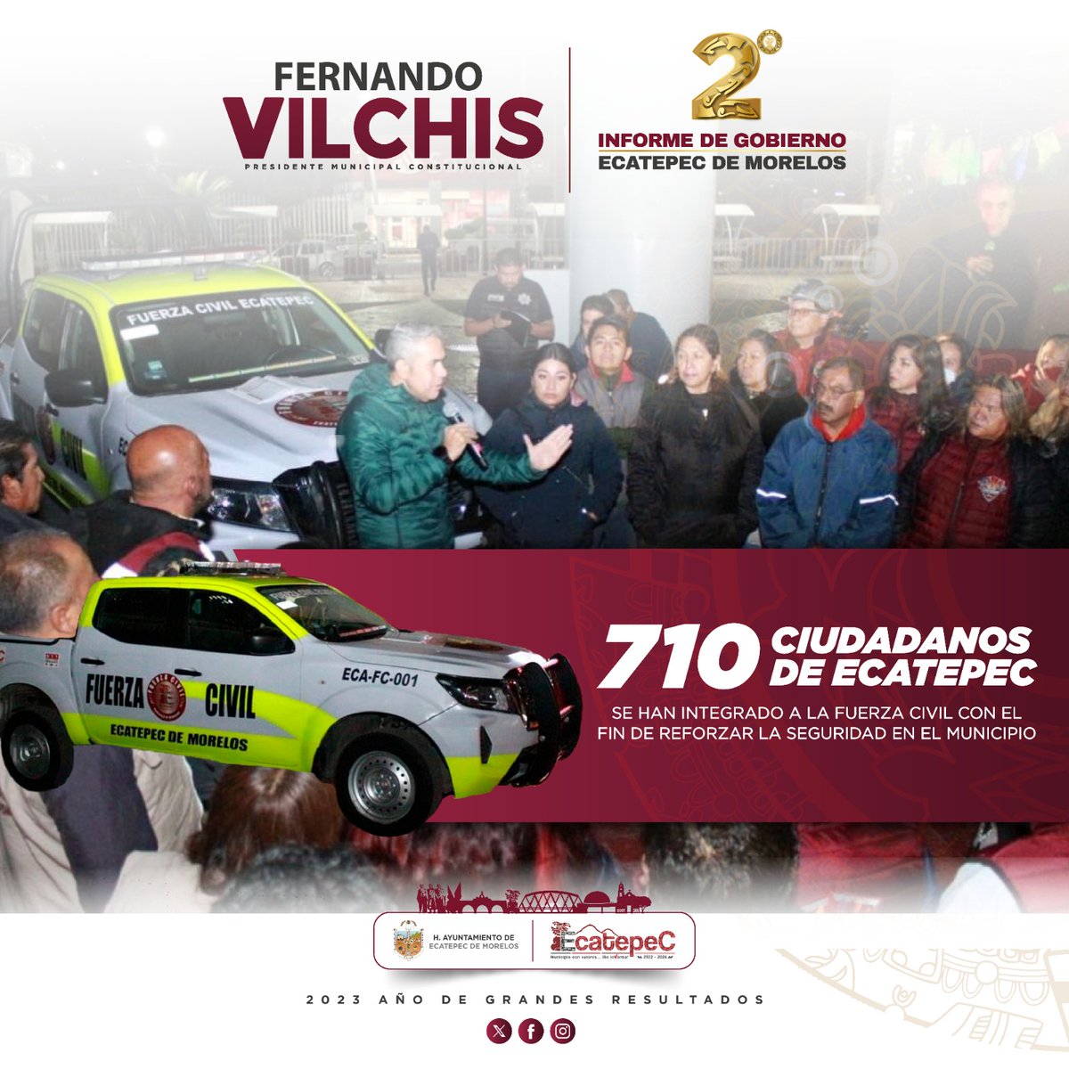 SAEcatepec2025's tweet photo. Para mantener el orden y la tranquilidad en nuestro #MunicipioConValores, se han integrado más de 700 ciudadanos que pertenecerán a la Fuerza Civil. #2023AñoDeGrandesResultados #SegundoInformeDeGobierno https://t.co/A3BdzdqI2h