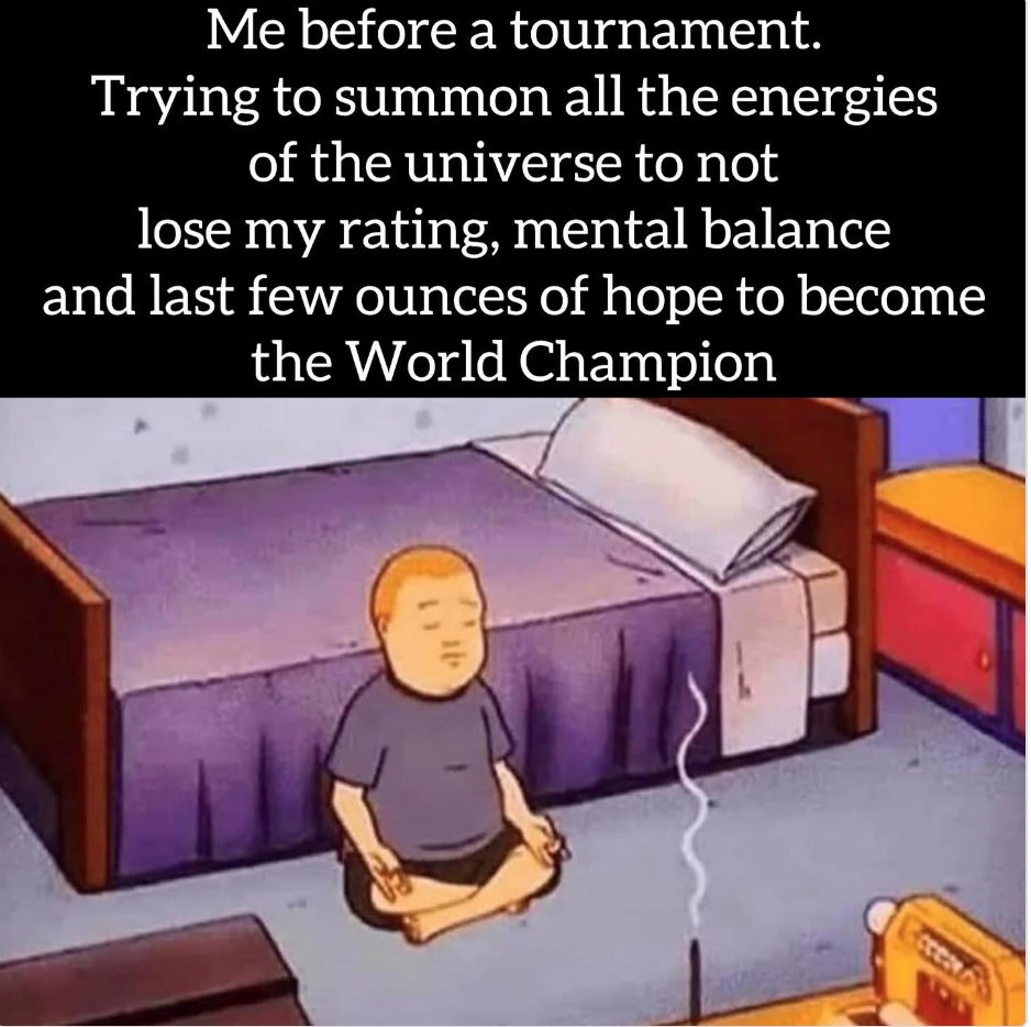 Knightmare_ches's tweet image. What’s your best practice before a tournament?

#chess #chessbaseindia #chesstips #chessmemes #memes