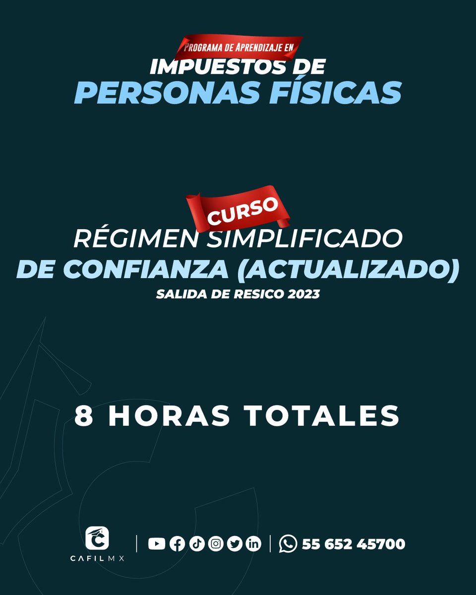 ¡Últimos lugares para las próximas fechas de RESICO 2023!

☀️Turno Matutino
📅 Inicio Martes 5 de Diciembre

🌙Turno Vespertino
📅 Inicio Miércoles 6 de Diciembre

¡Adquiere el temario!👉🔗 wa.link/ljesal