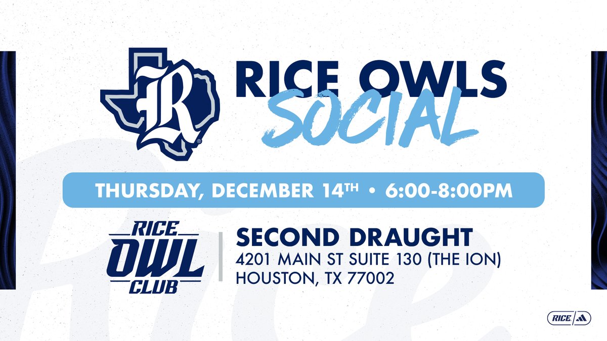 🗣 Houston Owls, this one is for you! 🦉 We want to get all our alumni & supporters out to @Second_Draught on Thursday, December 14th from 6:00 to 8:00PM for some updates on our winter sports & @ricefootball Bowl information! Want to join!? RSVP⤵️ bit.ly/4a3jvjr