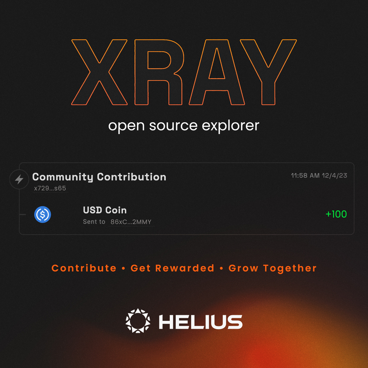 XRAY is the first and only fully open-source explorer on Solana*

And now — you can get paid to contribute to it and help improve the readability and accessibility of the Solana ecosystem — while building your resume

fully community-driven

*(that is not run by Solana labs)