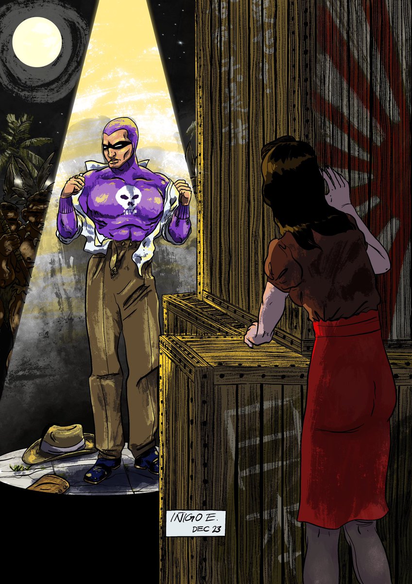 stivi's tweet image. Cuando era crio, en casa de mi abuela paterna estaban todos los comics de mi aita; El Hombre Enmascarado era mi favorito (y su relación con Diana Palmer 😊). Procreate xa iPad

🎨 @stivi 
#phantom #kitwalker #drawing #dibujo #illustration #ilustracion #classic #comicbooks #comics