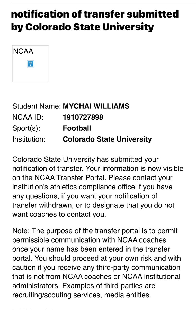 Officially in the transfer portal