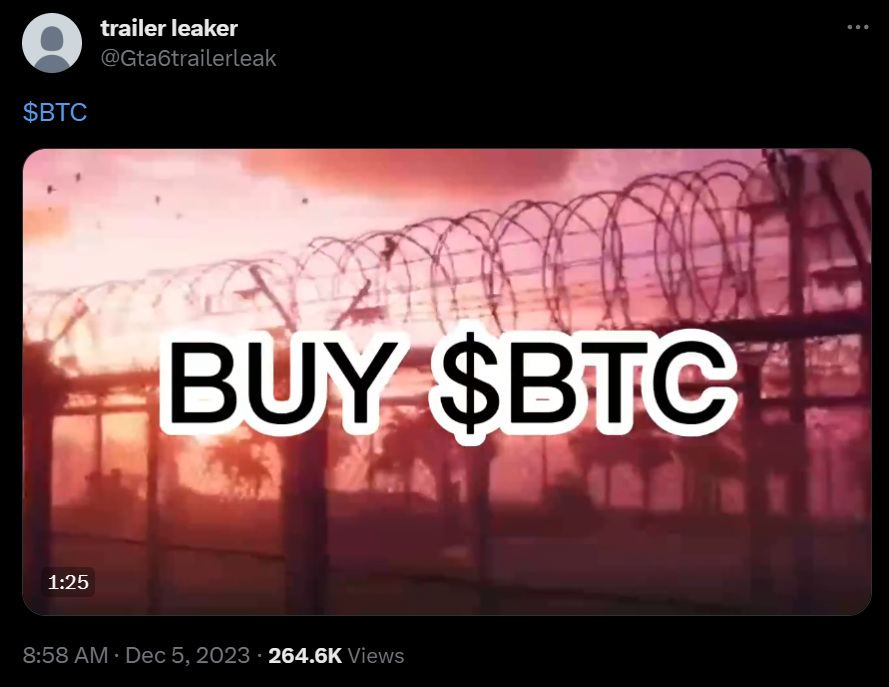 Buy BTC': Viral Leaked GTA 6 Game Trailer Shills Bitcoin - Decrypt