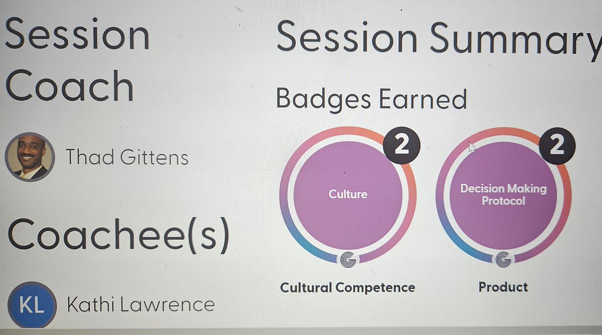 Let's hear it for <a href="/klawren05488977/">klawrence</a>, Mercer County (Ky.), who earned, not one, but TWO Level 2 badges in both the "Cultural Competence" &amp; "Product" competencies. Way to GROWe, Kathi! @ttucker1914 <a href="/DamienSweeney33/">Dr. Damien Sweeney</a> <a href="/engage_learning/">engage2learn</a> #engage2learn <a href="/ShannonKBuerk/">Shannon Buerk</a> <a href="/JentessaW/">Jentessa Williams</a>