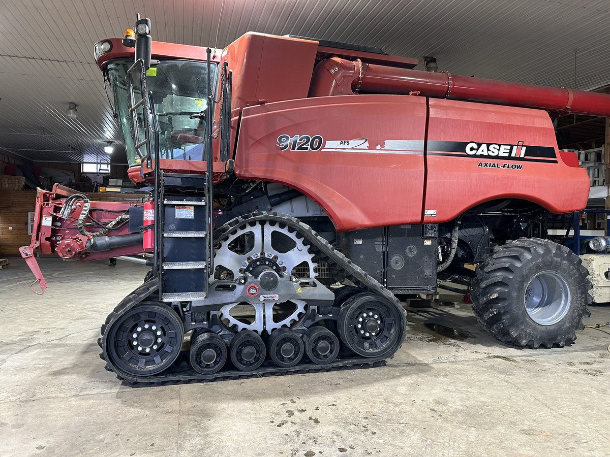 PreferredEquip's tweet photo. It's December and we're still out helping our farming community. Shoutout to Heater Farms in #michigan for giving us the opportunity to deliver and install the @SoucyTrack S-Tech1000X system on your CaseIH 8120 harvester. We appreciate the business! https://t.co/2xl73Zrjg0